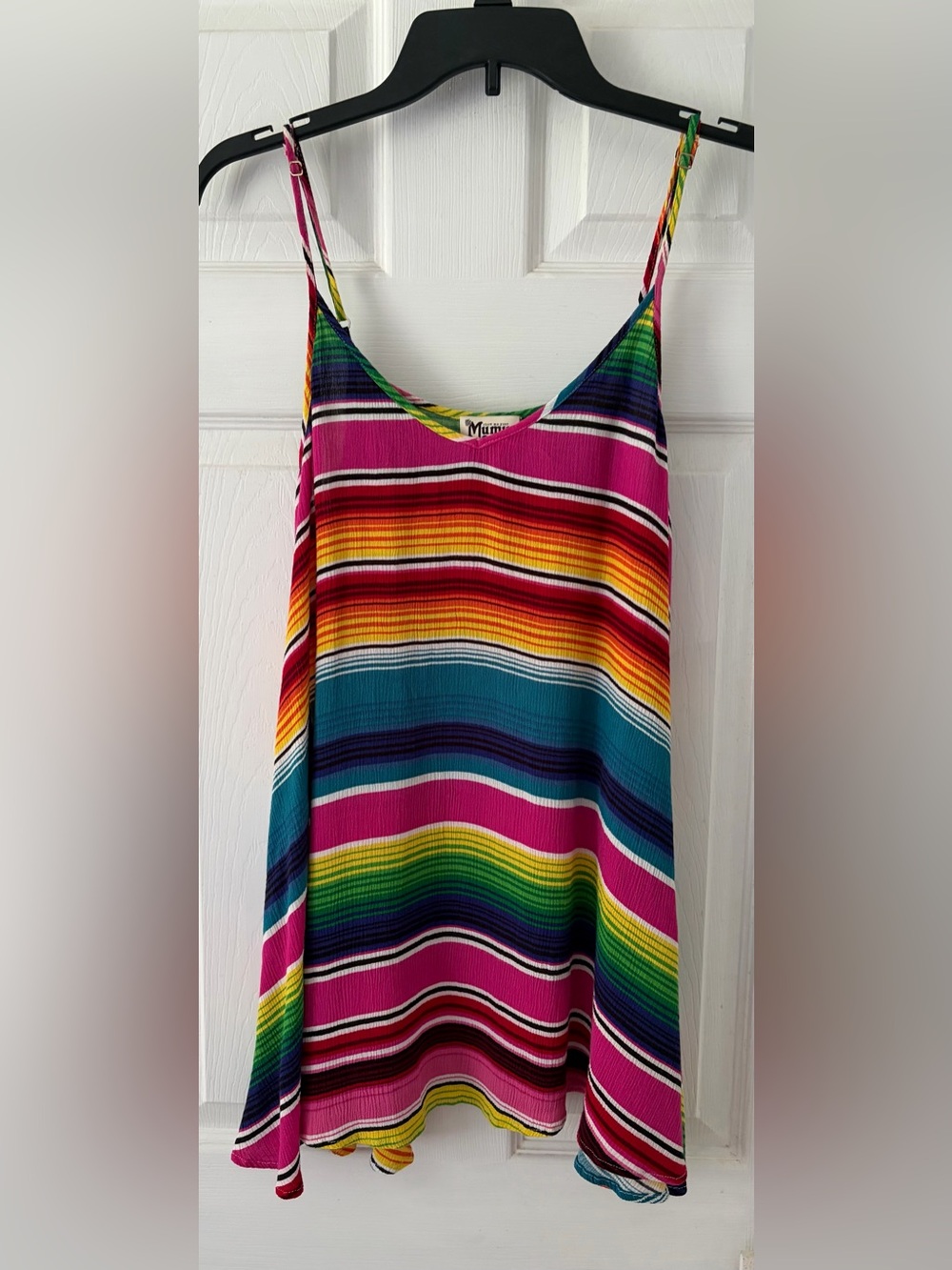 Strappy Multicolor Stripe Tank Top - Pink Teal Yellow